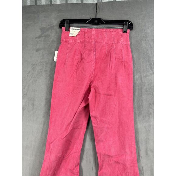 Free People Jayde Cord High Rise Flare Corduroy Pants Size 25 Honey Suckle Pink - Picture 6 of 9